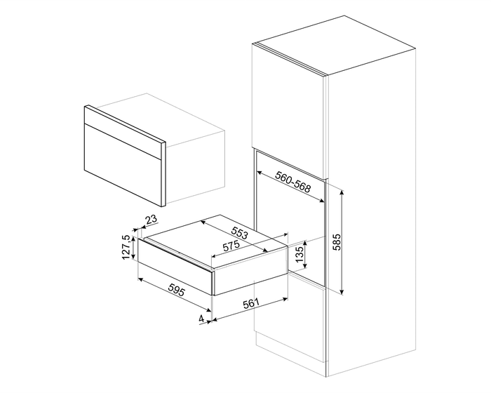 Схема встраивания вакууматора Smeg CPV115B3