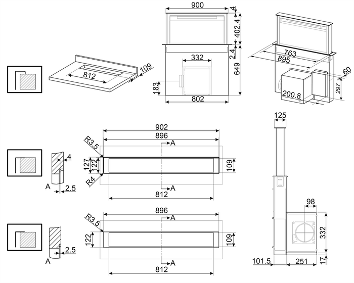 Схема кухонной вытяжки Smeg KDD90CNE2