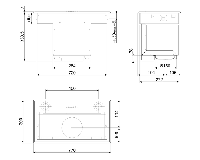 Схема кухонной вытяжки Smeg KSEG78PXE
