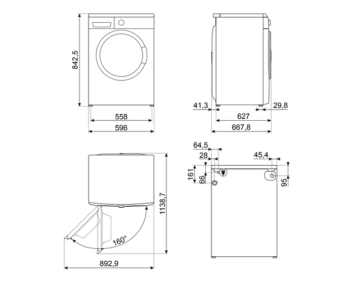 Схема встраивания: Стиральная машина Smeg WM3T24RU