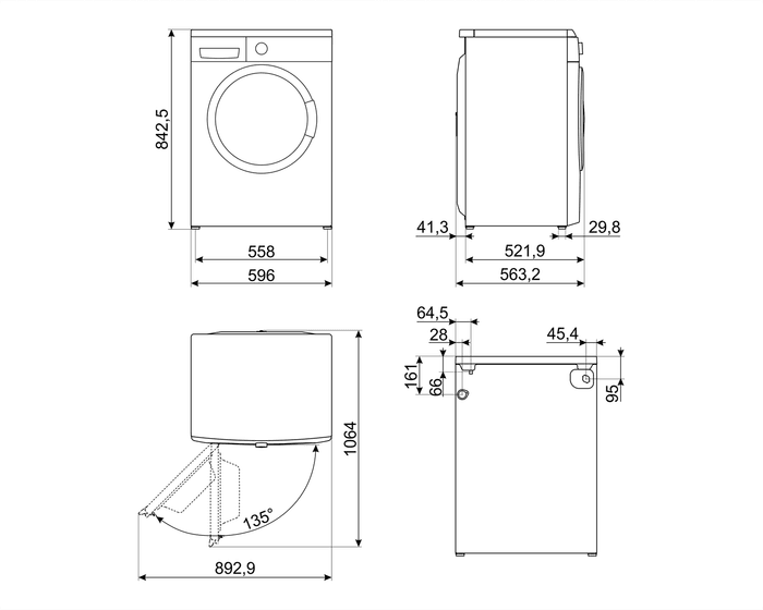 Схема встраивания: Стиральная машина Smeg WM3T84RU4